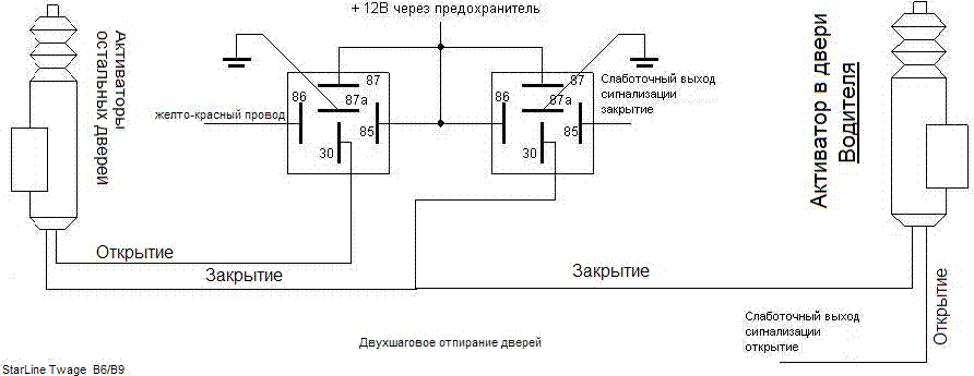 Схема подключения актуатора на 5 проводов